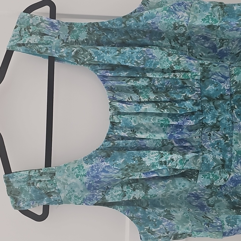 Dress Barn Blue Floral Watercolor Dress Size 22 - Picture 2 of 13